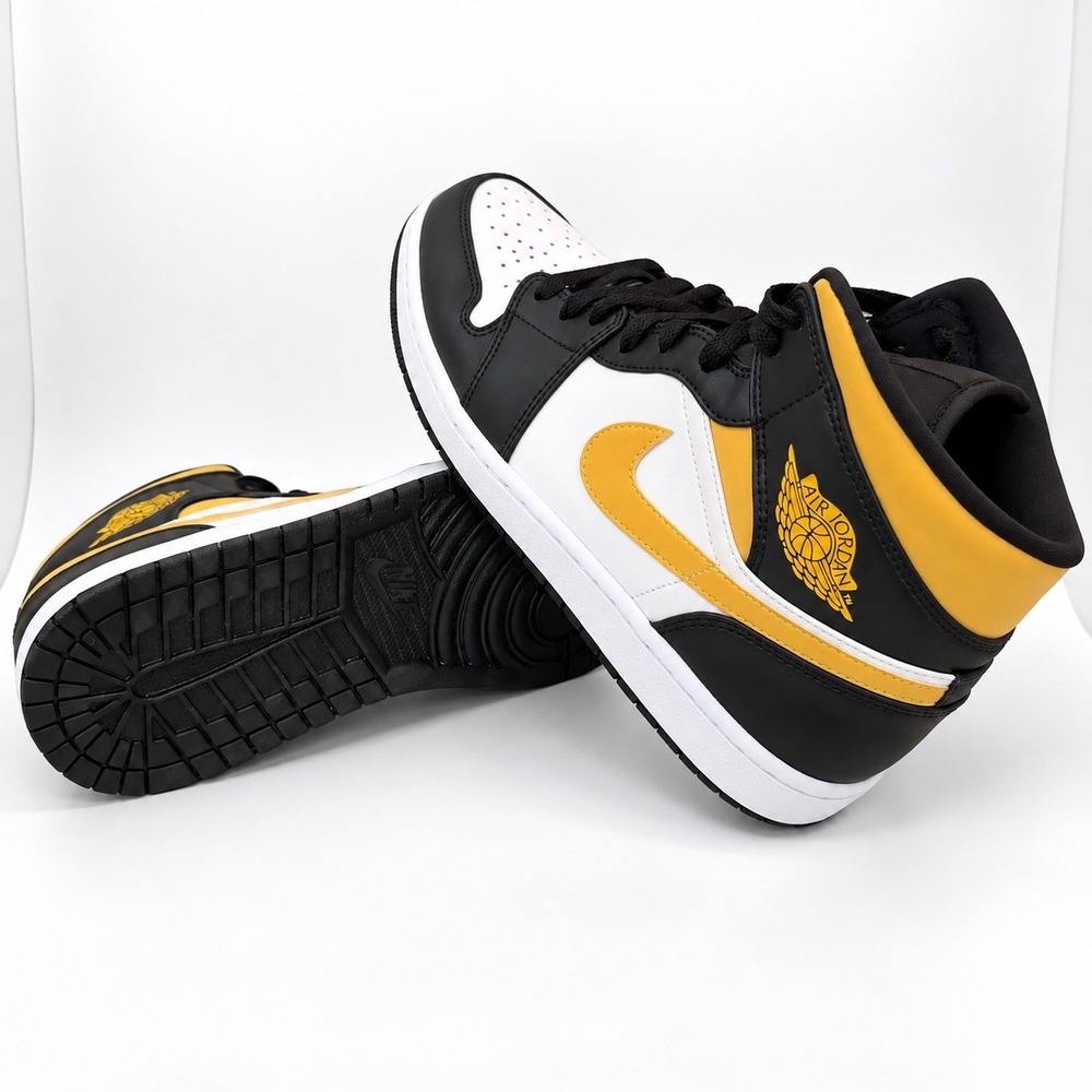 Nike Air Jordan 1 Mid Black White Pollen Sneakers